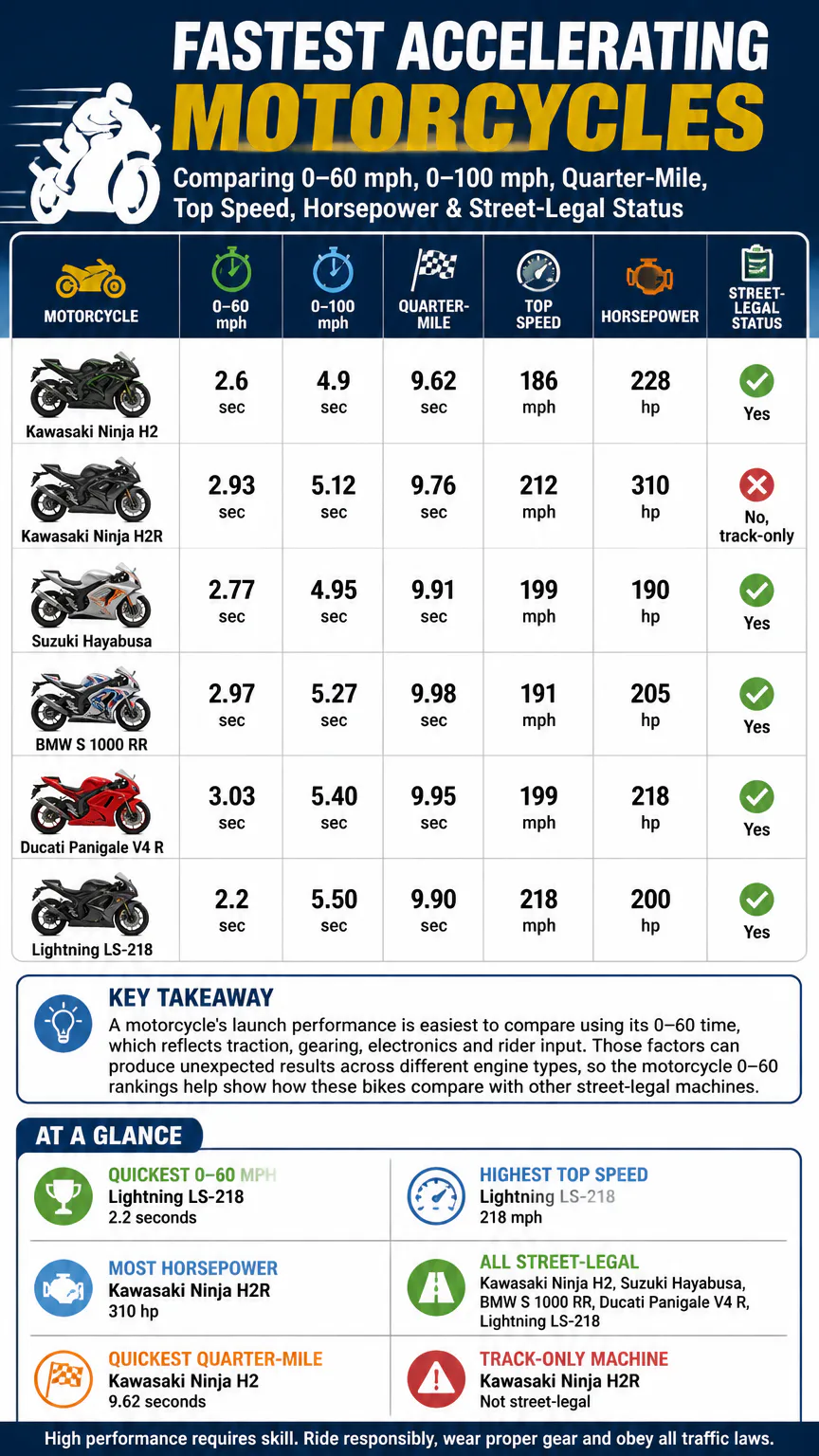 Infographic comparing fastest motorcycles