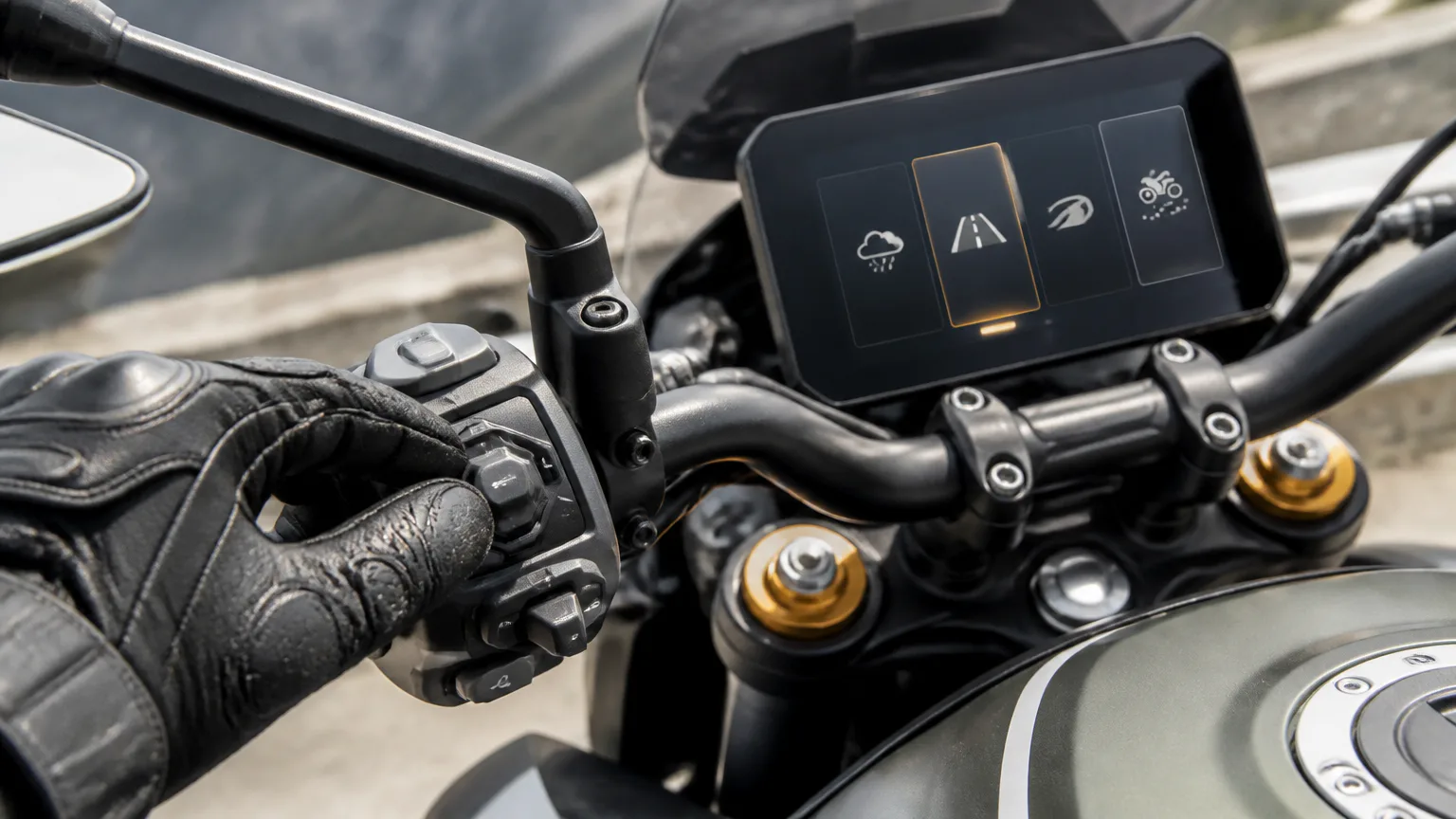 traction control Motorcycle dashboard with touchscreen...