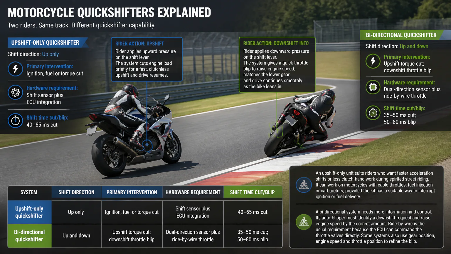 upshift-only bi-directional Infographic comparing...