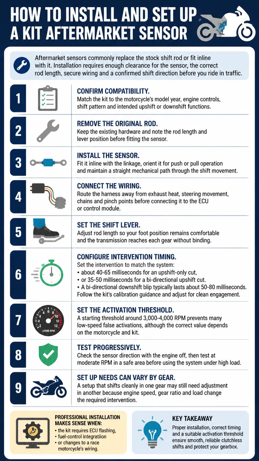 Aftermarket sensor installation steps infographic