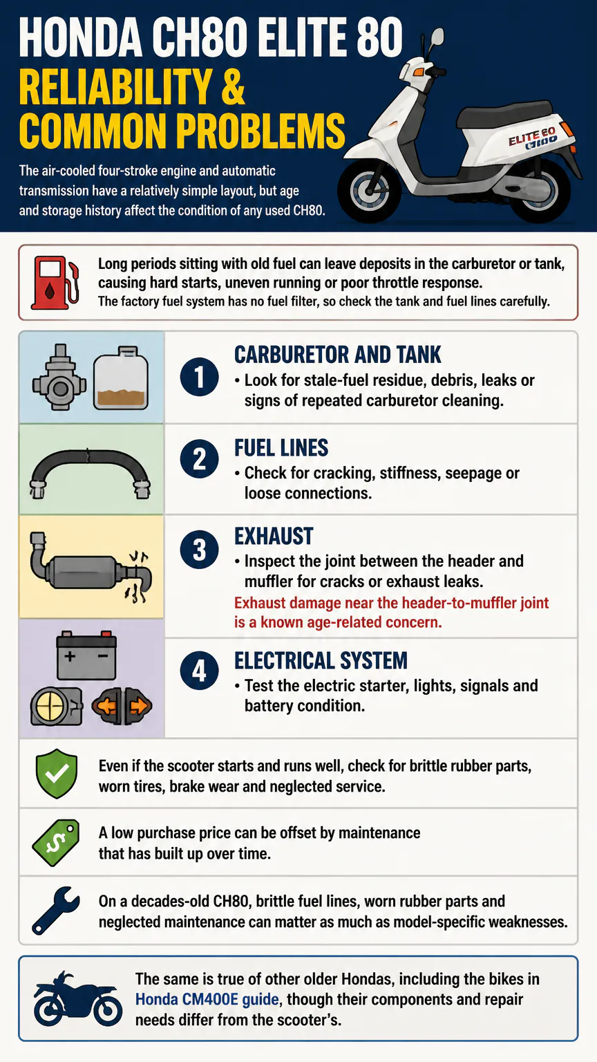 Honda CH80 Elite 80 reliability and common problems infog...