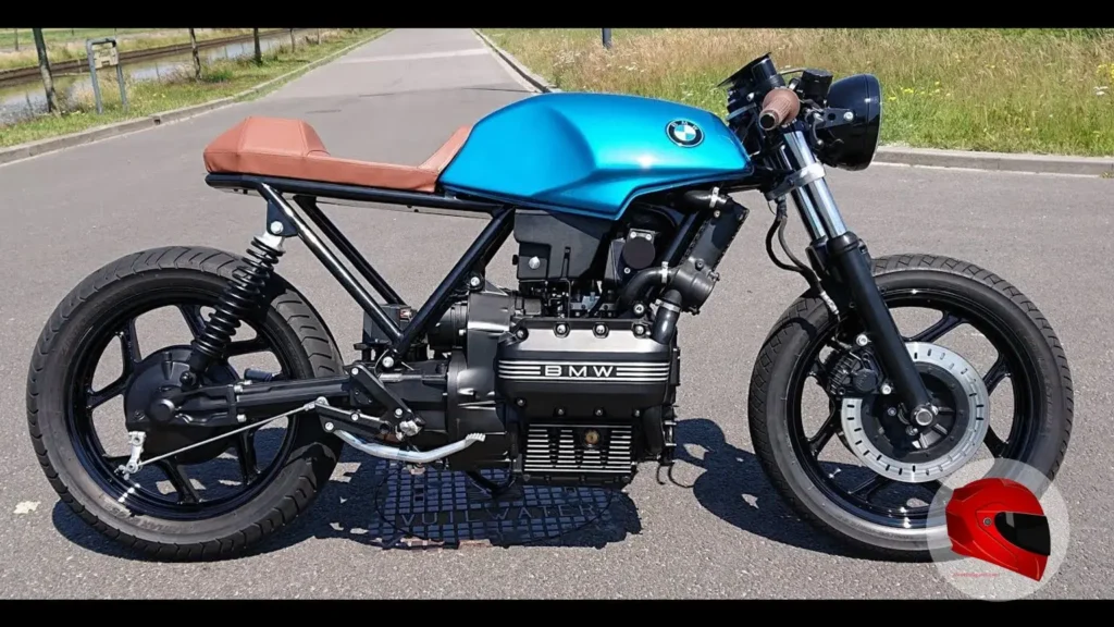BMW K75 cafe racer conversion with cut tail, flat seat and clip-on bars, side profile
