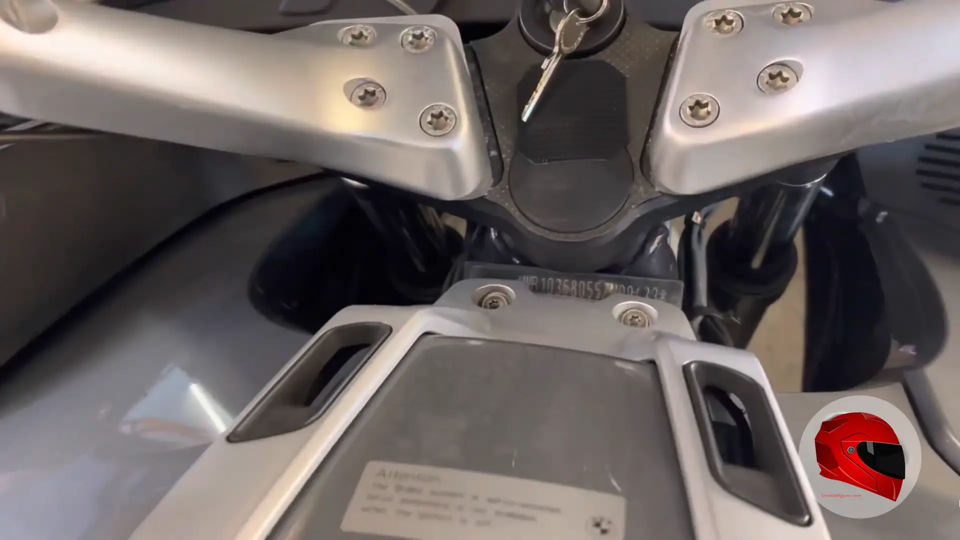 Motorcycle VIN plate on the steering head
