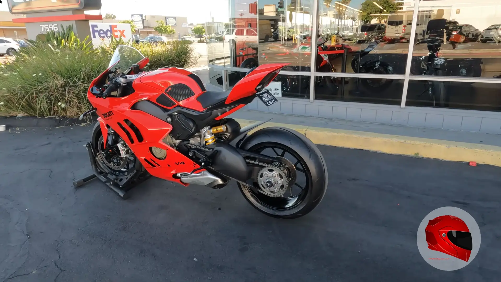 Red Ducati Panigale V4 parked outdoors