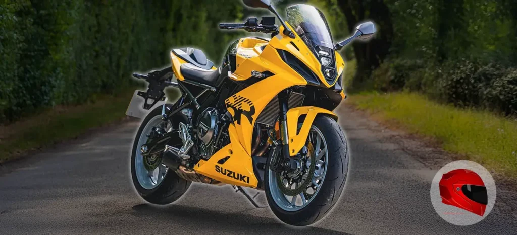 Yellow Suzuki GSX-8R front three-quarter view