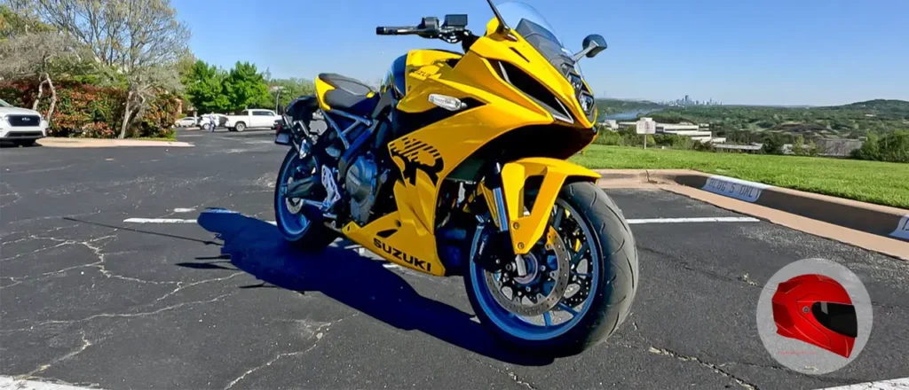 Yellow Suzuki GSX-8R side view